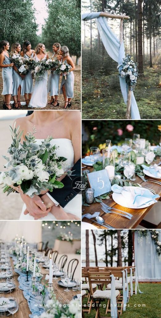 Esküvői színek világos kék esküvői csokor