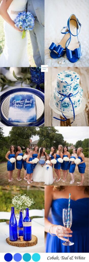 Esküvői színek kobalt esküvői torta