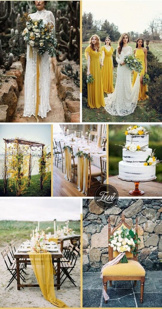 Esküvői színek sárga esküvői dekoráció